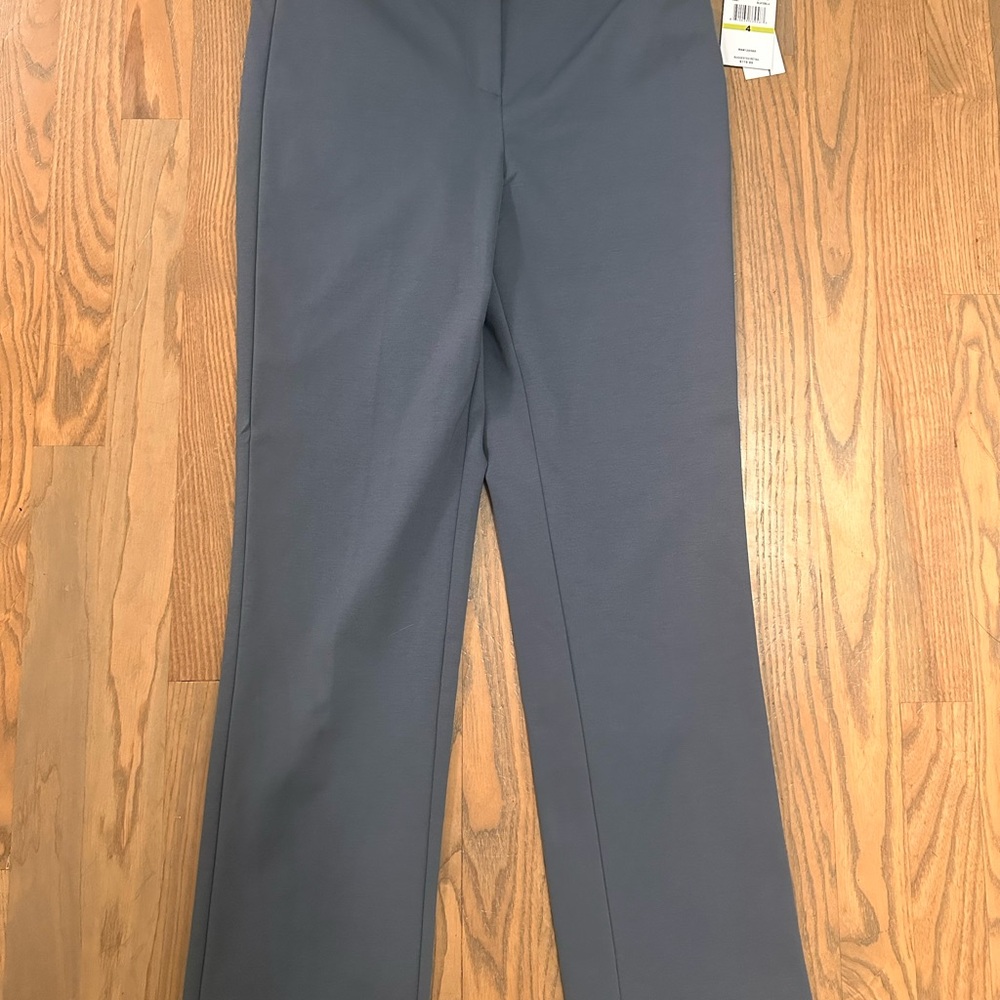 Amanda & Chelsea Women's Modern Fit Slate Blue Straight Leg Ankle Pants - Picture 4 of 8